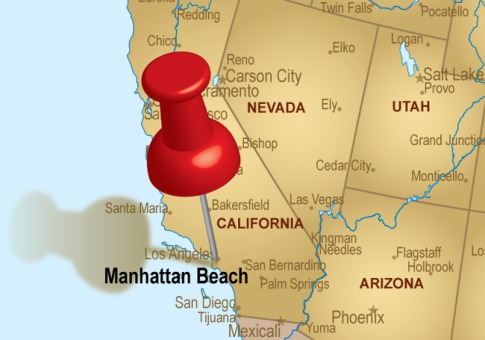 Manhattan Beach Map with Push Pin